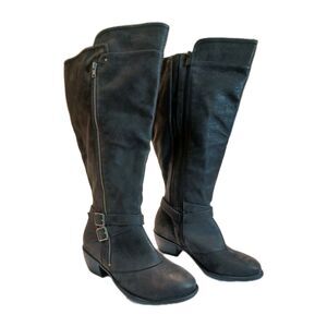 Torrid  Women's Black Wide Calf  Knee-High Riding Boots Size 9.5W